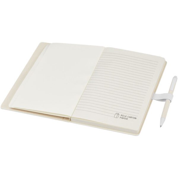 Set de libreta de referencia de tamaño A5 y bolígrafo fabricados con cartones de leche reciclados "Dairy Dream" - Imagen 6
