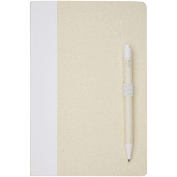 Set de libreta de referencia de tamaño A5 y bolígrafo fabricados con cartones de leche reciclados "Dairy Dream" - Imagen 4