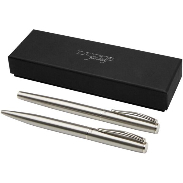Set de bolígrafo y rollerball de acero inoxidable reciclado "Didimis" (tinta negra) - Imagen 2