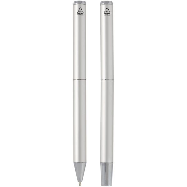 Set de regalo de bolígrafo y rollerball de aluminio reciclado "Lucetto" (tinta negra) - Imagen 6