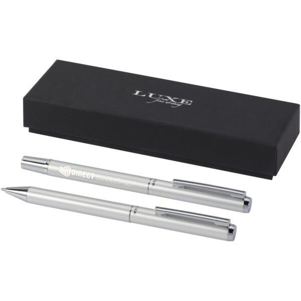 Set de regalo de bolígrafo y rollerball de aluminio reciclado "Lucetto" (tinta negra) - Imagen 3