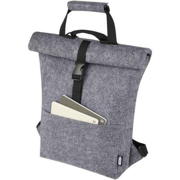 Bolsa para bicicleta enrollable de fieltro reciclado GRS de 13 L "Felta" - Imagen 6