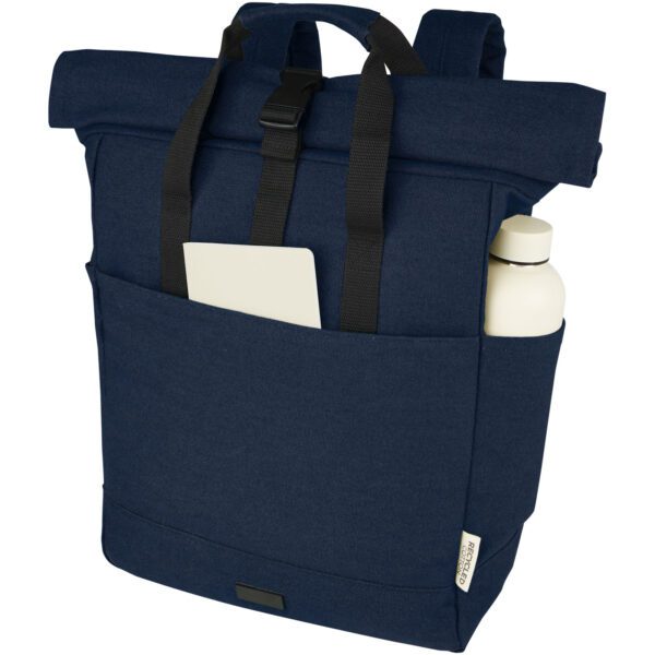 Mochila enrollable de 15 L para portátil de 15" de lona reciclada GRS "Joey" - Imagen 6