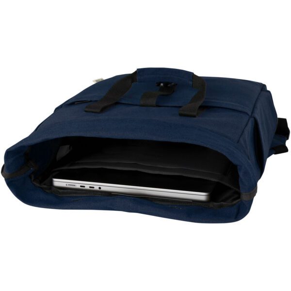 Mochila enrollable de 15 L para portátil de 15" de lona reciclada GRS "Joey" - Imagen 7