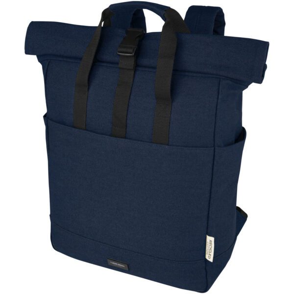 Mochila enrollable de 15 L para portátil de 15" de lona reciclada GRS "Joey" - Imagen 3