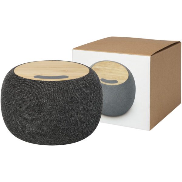 Altavoz de bambú/RPET Bluetooth® y base de carga inalámbrica "Ecofiber" - Imagen 2