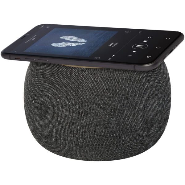 Altavoz de bambú/RPET Bluetooth® y base de carga inalámbrica "Ecofiber" - Imagen 7