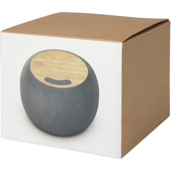 Altavoz de bambú/RPET Bluetooth® y base de carga inalámbrica "Ecofiber" - Imagen 4