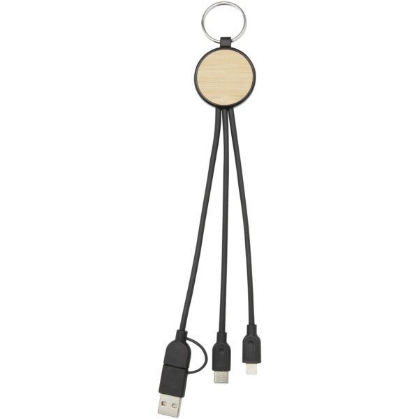 Cable de carga 6 en 1 de plástico reciclado/bambú con llavero "Tecta" - Imagen 5