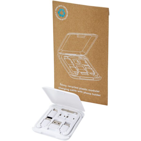 Cable de carga modular de plástico reciclado con soporte para teléfono "Savvy" - Imagen 7