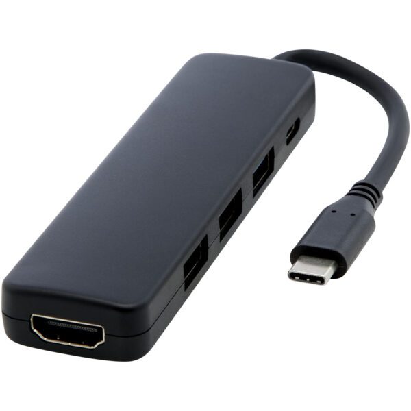 USB 2.0-3.0 con adaptador multimedia de plástico reciclado con puerto HDMI y certificación RCS  "Loop" - Imagen 2