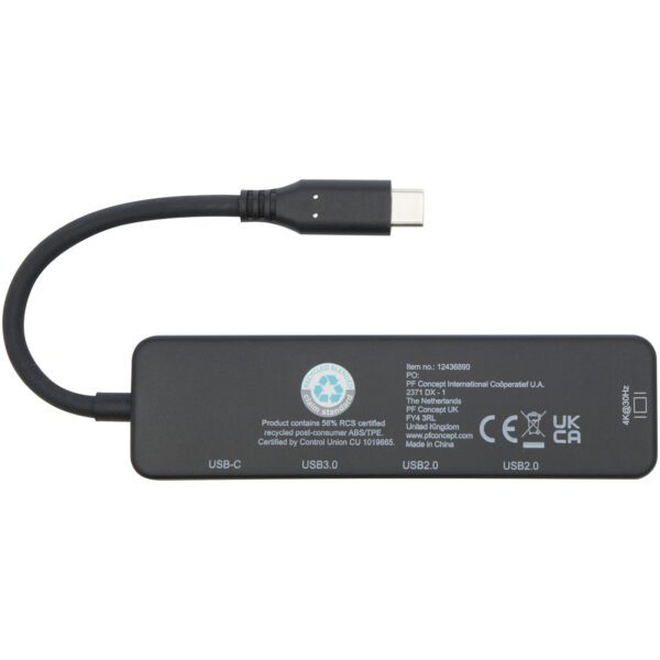 USB 2.0-3.0 con adaptador multimedia de plástico reciclado con puerto HDMI y certificación RCS  "Loop" - Imagen 6