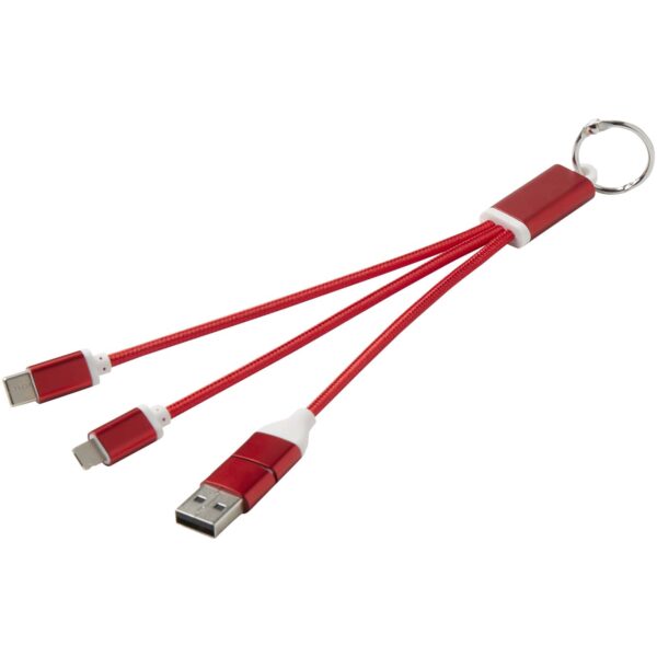 Cable de carga 4 en 1 de aluminio reciclado con llavero "Metal" - Imagen 2