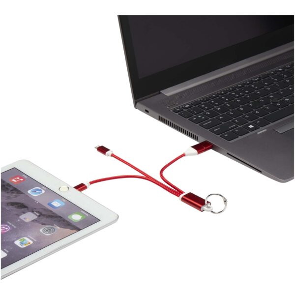 Cable de carga 4 en 1 de aluminio reciclado con llavero "Metal" - Imagen 5
