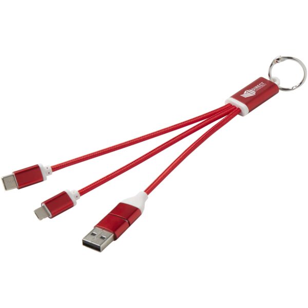 Cable de carga 4 en 1 de aluminio reciclado con llavero "Metal" - Imagen 3