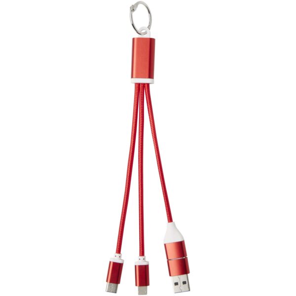 Cable de carga 4 en 1 de aluminio reciclado con llavero "Metal" - Imagen 4