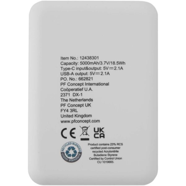 Batería externa tipo C de plástico reciclado de 5000 mAh "Asama" - Imagen 6