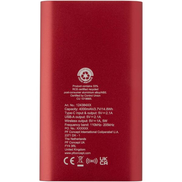 Batería externa inalámbrica tipo C de aluminio reciclado de 4000 mAh "Juice" - Imagen 6