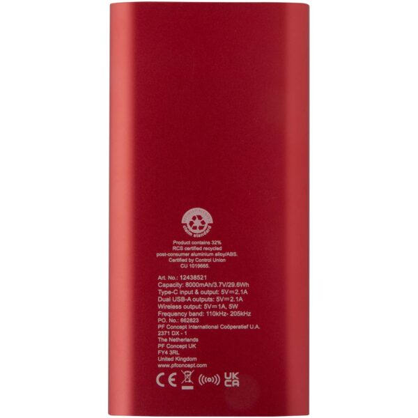 Batería externa inalámbrica tipo C de aluminio reciclado de 8000 mAh "Juice" - Imagen 6