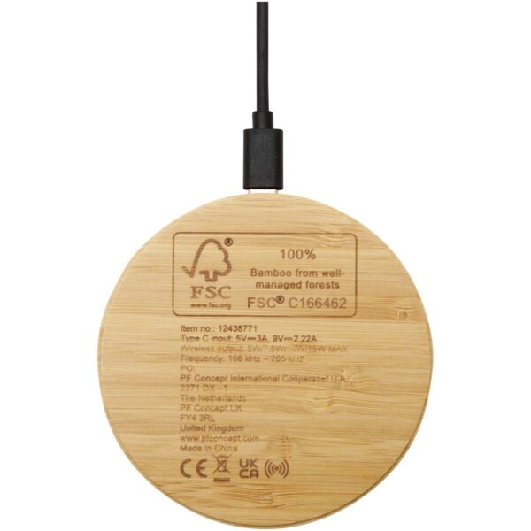 Base de carga inalámbrica de bambú de 15 W "Essence" - Imagen 6
