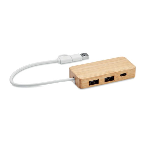 HUB USB de 3 puertos de bambú HUBBAM - Imagen 2