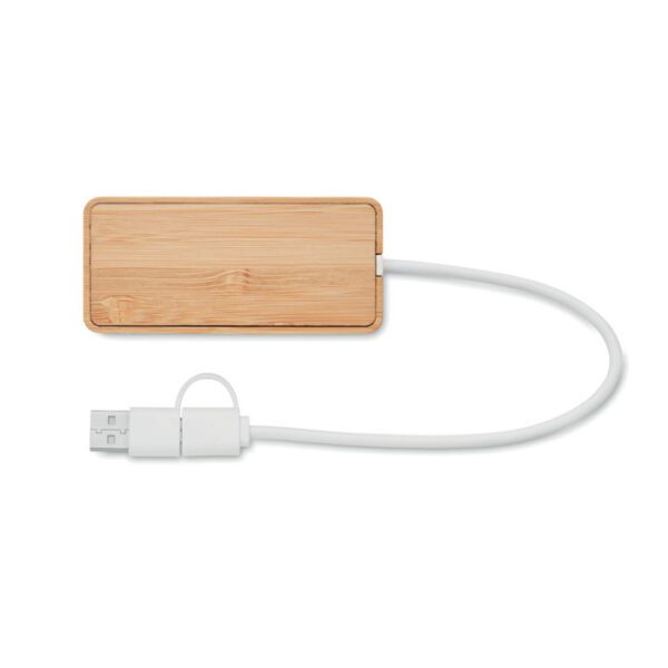 HUB USB de 3 puertos de bambú HUBBAM - Imagen 3