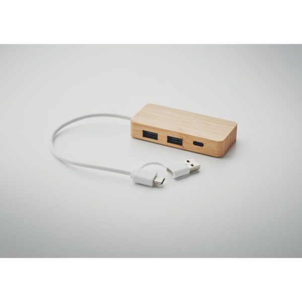 HUB USB de 3 puertos de bambú HUBBAM - Imagen 6