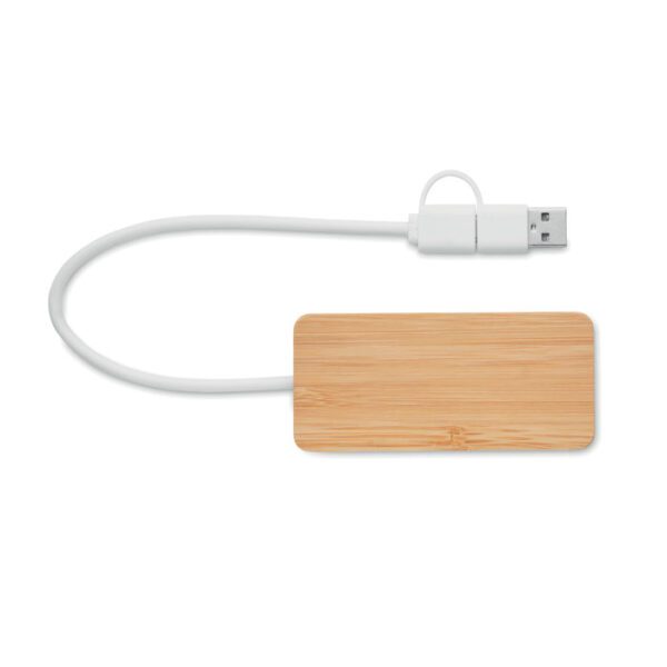HUB USB de 3 puertos de bambú HUBBAM - Imagen 4