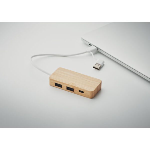 HUB USB de 3 puertos de bambú HUBBAM - Imagen 8