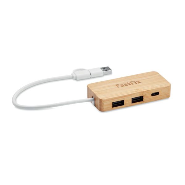 HUB USB de 3 puertos de bambú HUBBAM - Imagen 5