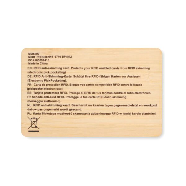 Tarjeta RFID carcasa bambú CUSTOS + - Imagen 3