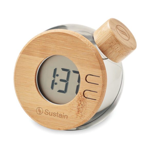 Reloj LCD de bambú por agua DROPPY LUX - Imagen 4