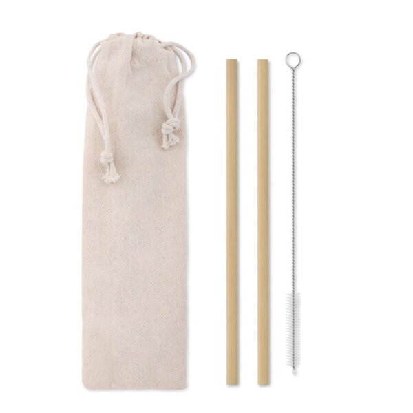 Pajita bambú cepillo funda NATURAL STRAW - Imagen 2