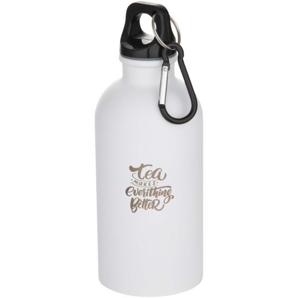 Botella de 400 ml de acero inoxidable mate con certificado RCS de una sola pared con mosquetón "Oregon" - Imagen 3