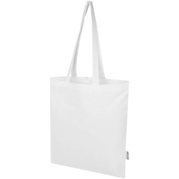 Bolsa Tote de 7 L de algodón reciclado de 140 g/m² con certificado GRS "Madras Blend"