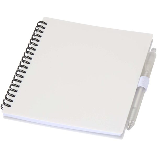 Juego de libreta de tapa blanda y bolígrafo de plástico reciclado (tinta azul) "Niove"