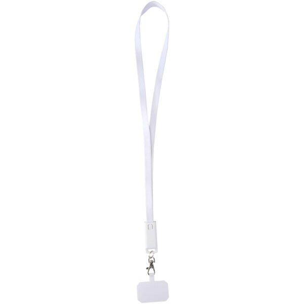 Lanyard de plástico reciclado para smartphone con sincronización de datos integrada y cable 5 en 1 de carga rápida de 65 W "Franz" - Imagen 2