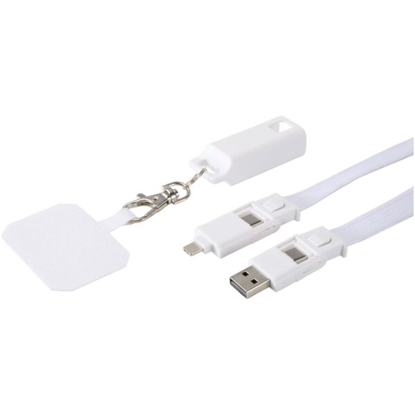 Lanyard de plástico reciclado para smartphone con sincronización de datos integrada y cable 5 en 1 de carga rápida de 65 W "Franz" - Imagen 7
