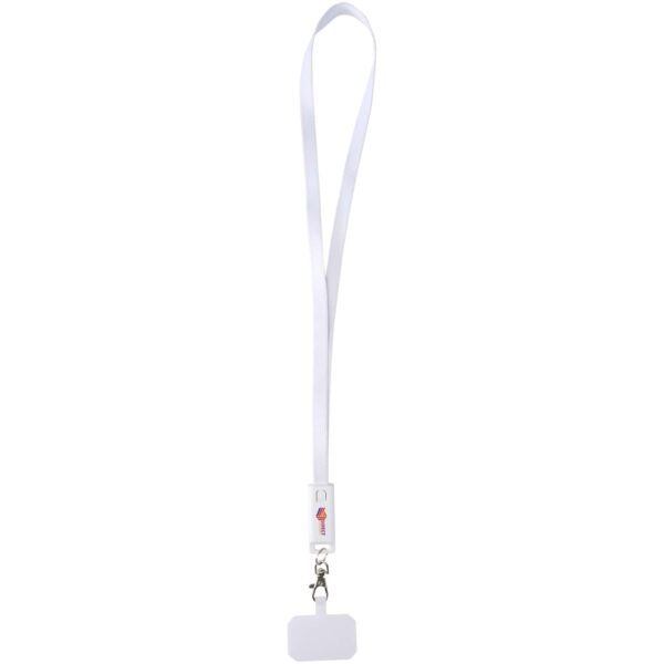 Lanyard de plástico reciclado para smartphone con sincronización de datos integrada y cable 5 en 1 de carga rápida de 65 W "Franz" - Imagen 3
