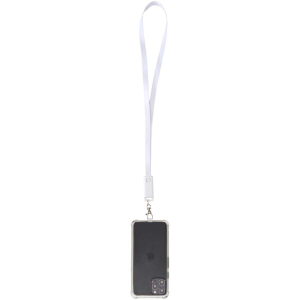Lanyard de plástico reciclado para smartphone con sincronización de datos integrada y cable 5 en 1 de carga rápida de 65 W "Franz" - Imagen 5