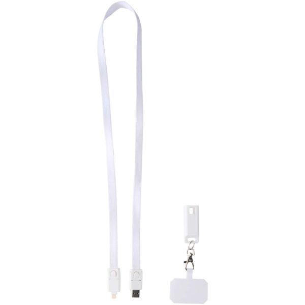 Lanyard de plástico reciclado para smartphone con sincronización de datos integrada y cable 5 en 1 de carga rápida de 65 W "Franz" - Imagen 6