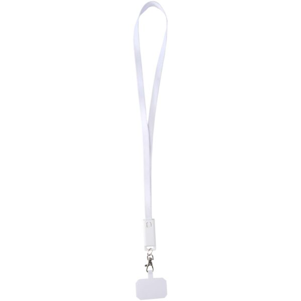 Lanyard de plástico reciclado para smartphone con sincronización de datos integrada y cable 5 en 1 de carga rápida de 65 W "Franz" - Imagen 4