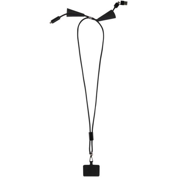 Lanyard de plástico reciclado para smartphone con sincronización de datos integrada y cable 5 en 1 de carga rápida de 100 W "Funi" - Imagen 7