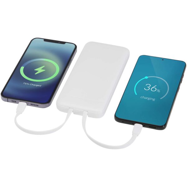 Batería externa de plástico reciclado de 10 000 mAh y 10 W con 2 cables integrados "Adhil" - Imagen 8