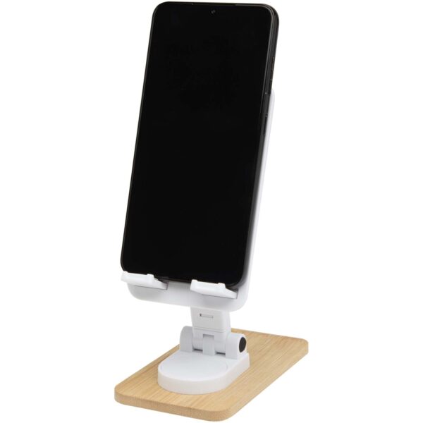 Soporte para teléfono de sobremesa plegable de plástico reciclado con detalles de bambú "Alfirk" - Imagen 2