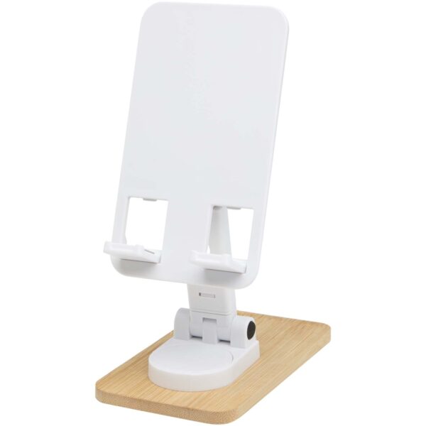 Soporte para teléfono de sobremesa plegable de plástico reciclado con detalles de bambú "Alfirk" - Imagen 5