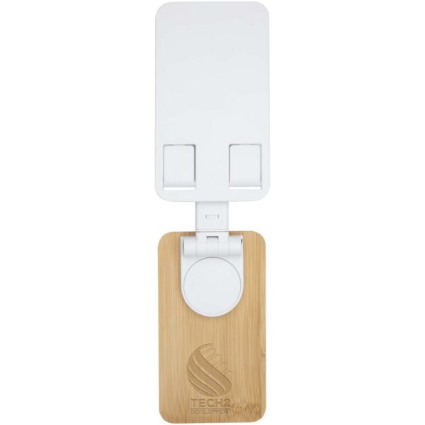 Soporte para teléfono de sobremesa plegable de plástico reciclado con detalles de bambú "Alfirk" - Imagen 3