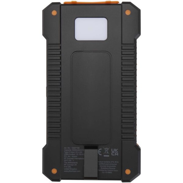 Batería externa solar de 5000 mAh y 10 W de plástico reciclado robusto con linterna incorporada "Altair" - Imagen 6