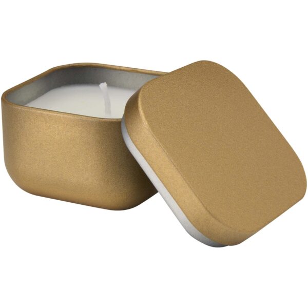 Vela cuadrada en caja metálica con aroma de vainilla "Tindra" - Imagen 5