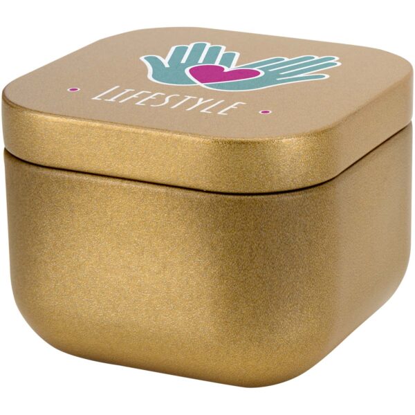 Vela cuadrada en caja metálica con aroma de vainilla "Tindra" - Imagen 3